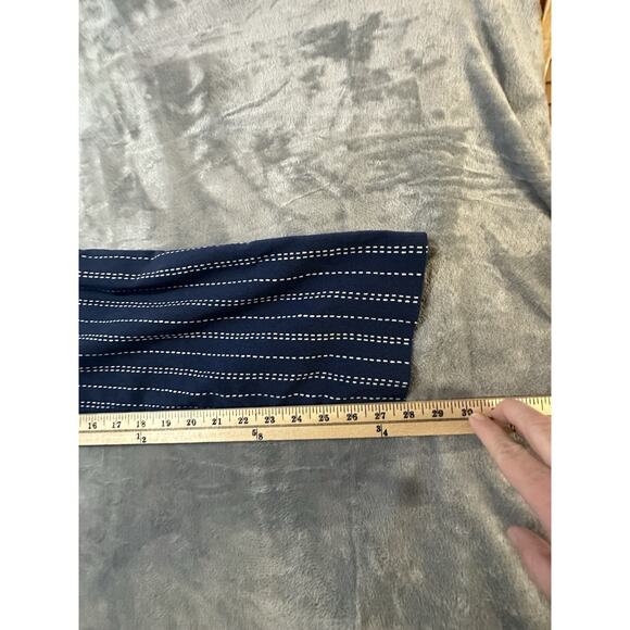 Melissa Paige Navy White Striped Pull-On Stretch Pants XL Slim Straight Career - Picture 6 of 6